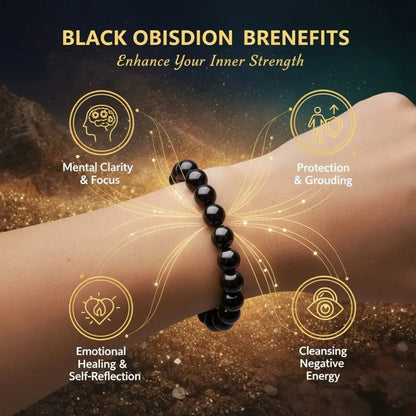 Premium quality Black obsidian bracelet - Natural Protection Stone - Shaktiq