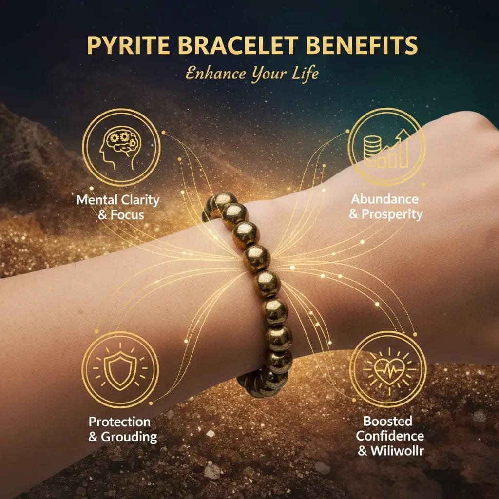 Money Magnet Pyrite Natural Stone Bracelet - The Stone of Prosperity and Luck - Shaktiq
