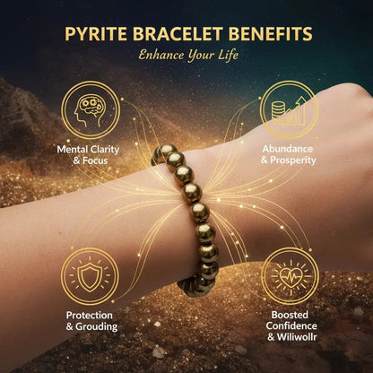 Money Magnet Pyrite Natural Stone Bracelet - The Stone of Prosperity and Luck - Shaktiq